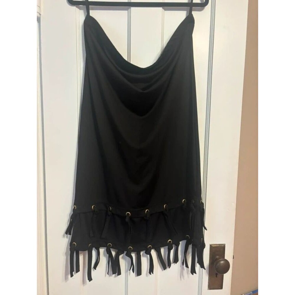 Original Anthony Black Grommet Detail Midi Skirt Elastic Waist Size Medium